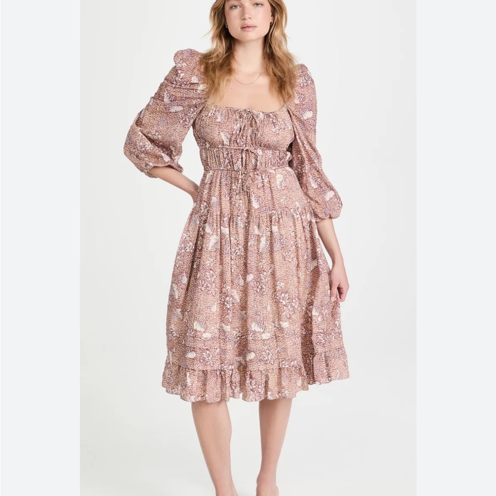 Ulla Johnson Midi Floral Puff Sleeve Dress